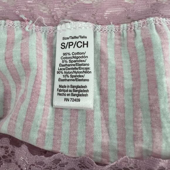 International Intimates Grey Pink Stripe Lace Trim Pantie Womens Size Small - Picture 3 of 5